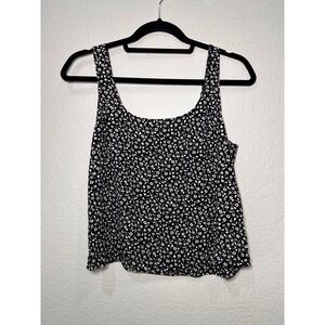 Reformation Jeans Black White Floral Print Tank Top Women's Small